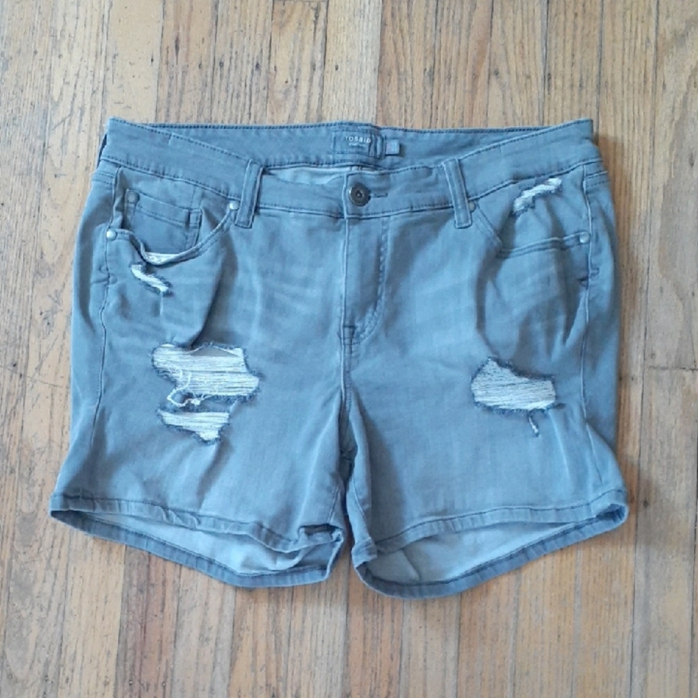 Torrid Gray Jean Shorts Distressed Style